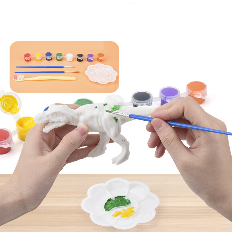 Model Kit Dinosaur Bandai - 6/8Pcs DIY Painted Graffiti Dinosaur White